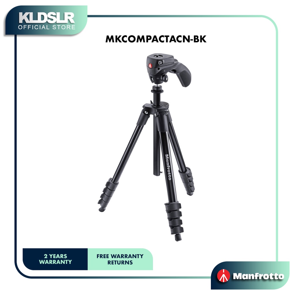 Manfrotto MKCOMPACTACN-BK Compact Action Aluminum Tripod (Black ...