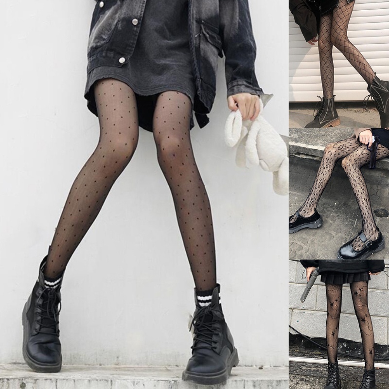 Gothic Jacquard Ladies Fishnet Tights Cross Pantyhose Tights Women Stockings