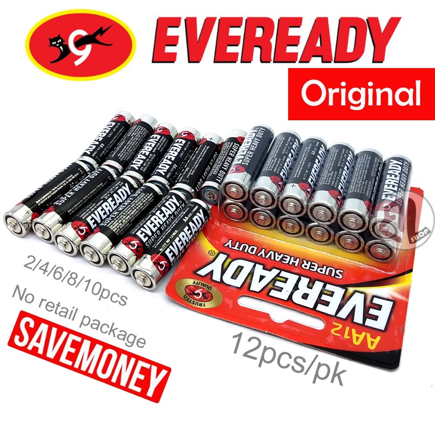 Official Eveready Super Heavy Duty R6 1.5v 2/4/6/8/10/12pcs/Pack AA ...