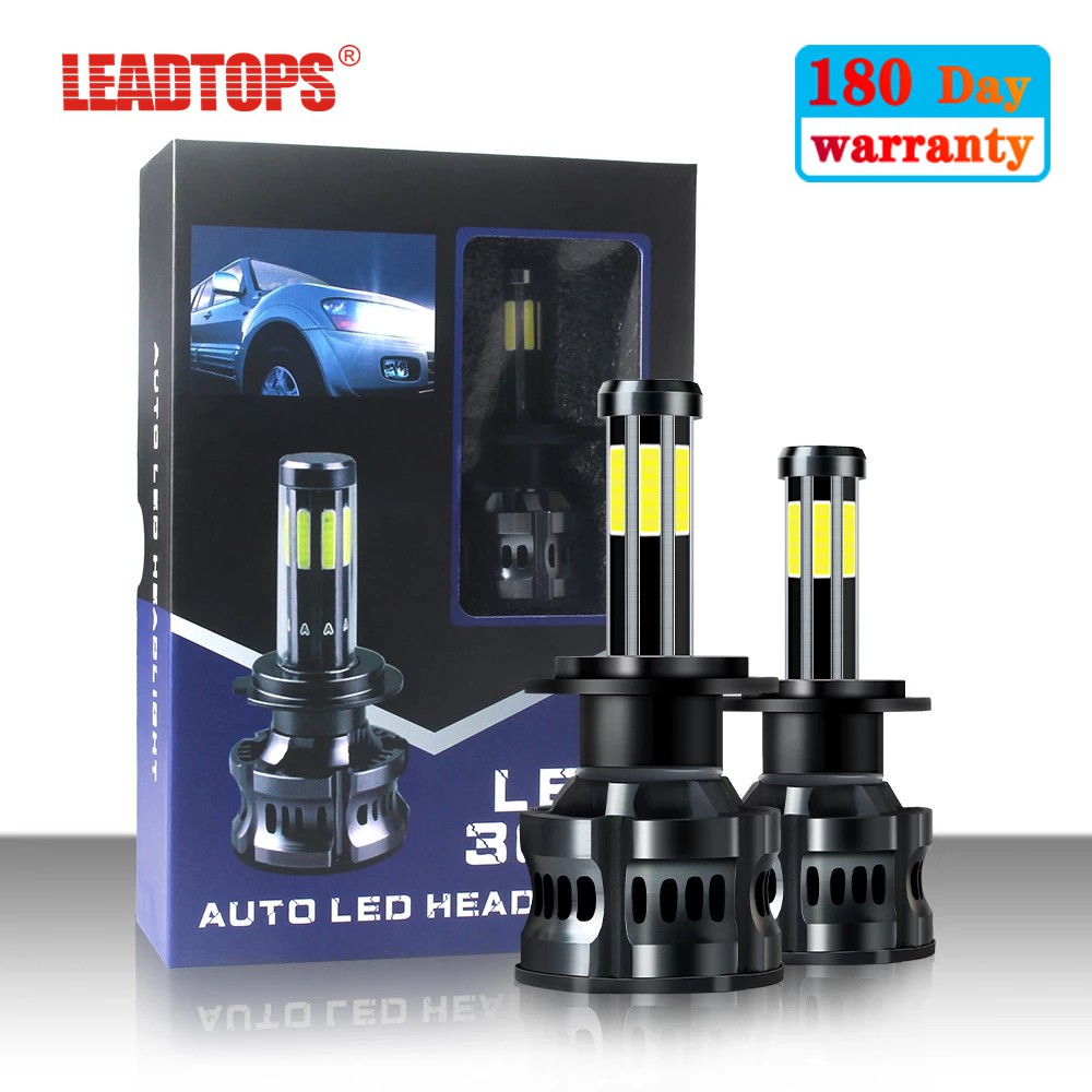 LEADTOPS [8 Sides Light] LED Car AutoH11 H4 LED Headlight H7 6000K H1