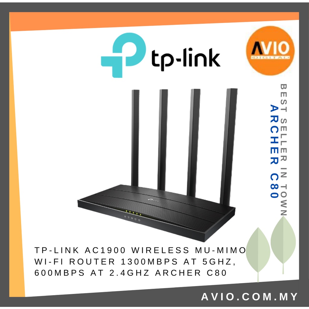 Tp Link Archer C80 Ac1900 Wireless Mu Mimo Wifi Router 5 Gigabit Ports Dual Band 2 4ghz Archer