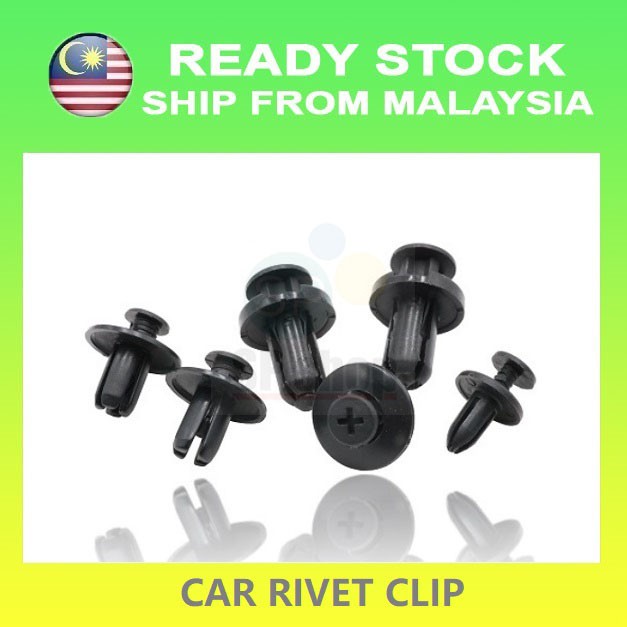 KIMISS Car Bumper Clips, 50pcs Plastic Rivet Fasteners Universal Trim Fastener Clips Black Rivet Push Pins For Fitting Side Skirts, Bumpers, Clips