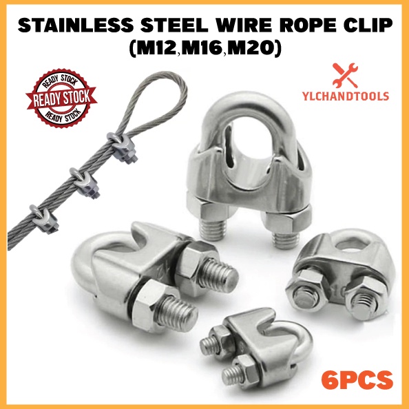 6PCS STAINLESS STEEL WIRE ROPE CLIP (12MM,16MM,20MM ) | Shopee Malaysia