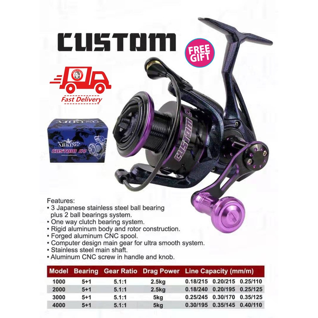 RESTOCK AJIKING CUSTOM SPINNING FISHING REEL C1 / C2 / C3 / C4 | Shopee  Malaysia