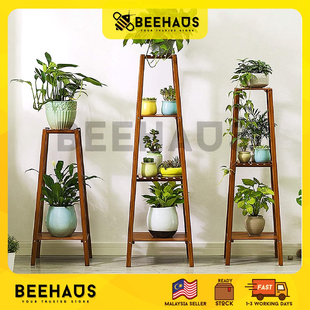 BEEHAUS Bamboo Tower Type Flower Stand | Tower Succulent Rack | Green ...
