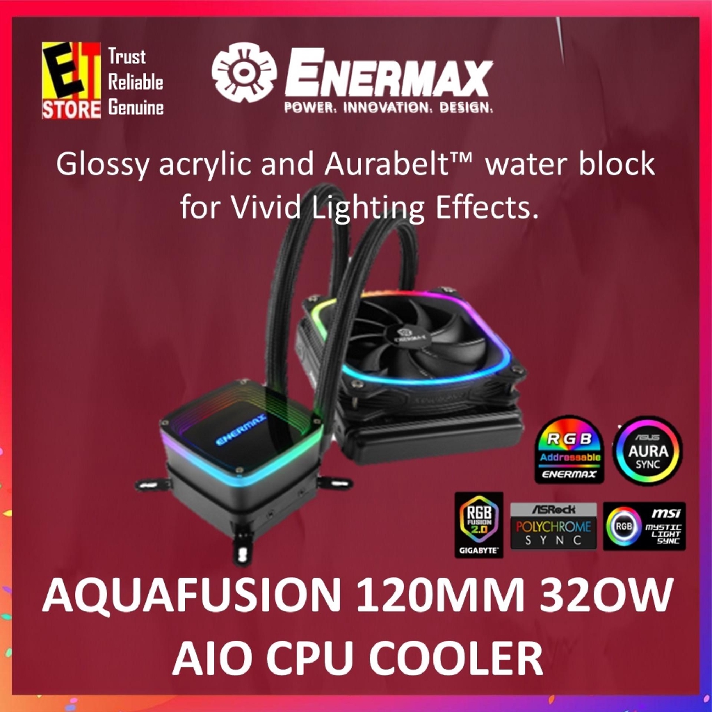 ENERMAX AQUAFUSION 120MM 320W TDP AIO CPU COOLER (ELC-AQF120-SQA ...