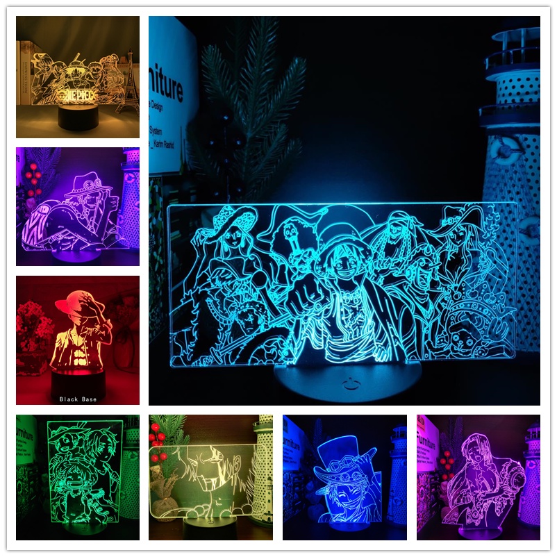 One Piece Monkey D Luffy Figure Night Light Anime ONE PIECE LED Color Changing Bedside Lamp Kids