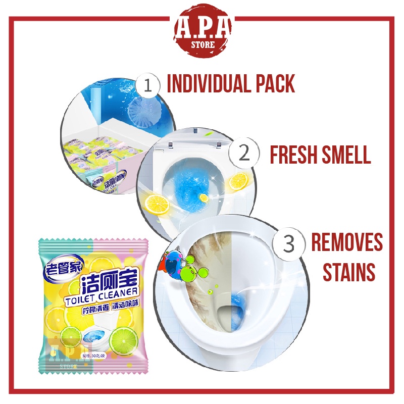 APA Aromatic Toilet Bowl Cleaner Flush Blue Tablet Bathroom ...