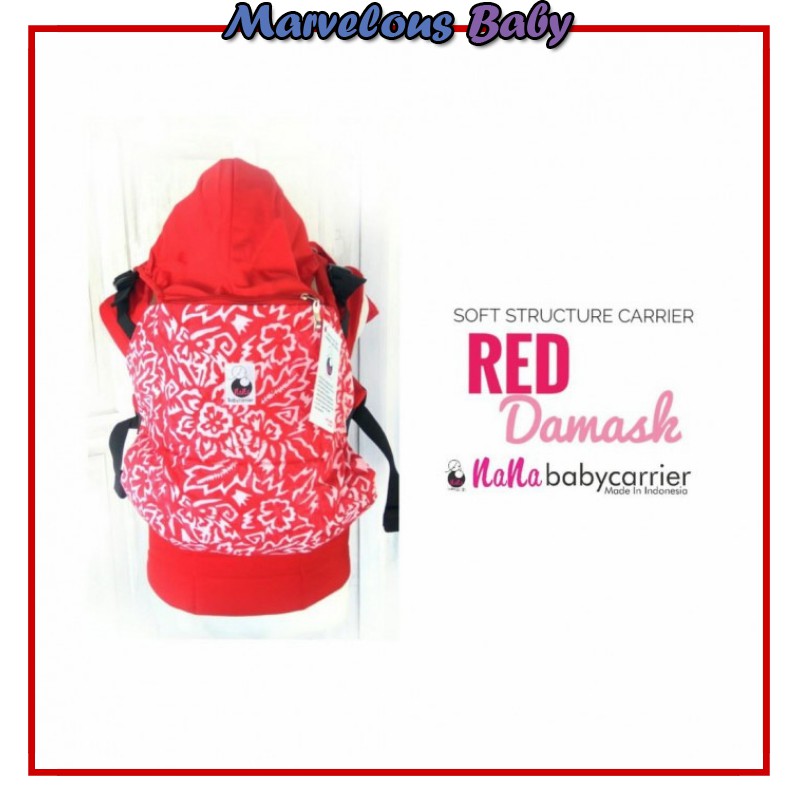 NANA BABY CARRIER RED DAMASK ERGONOMIC SOFT STRUCTURE CARRIER (SSC