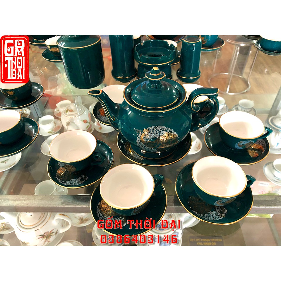 Standard Bat Trang Yellow Duck Neck Green Enamel Kettle (3 Shapes