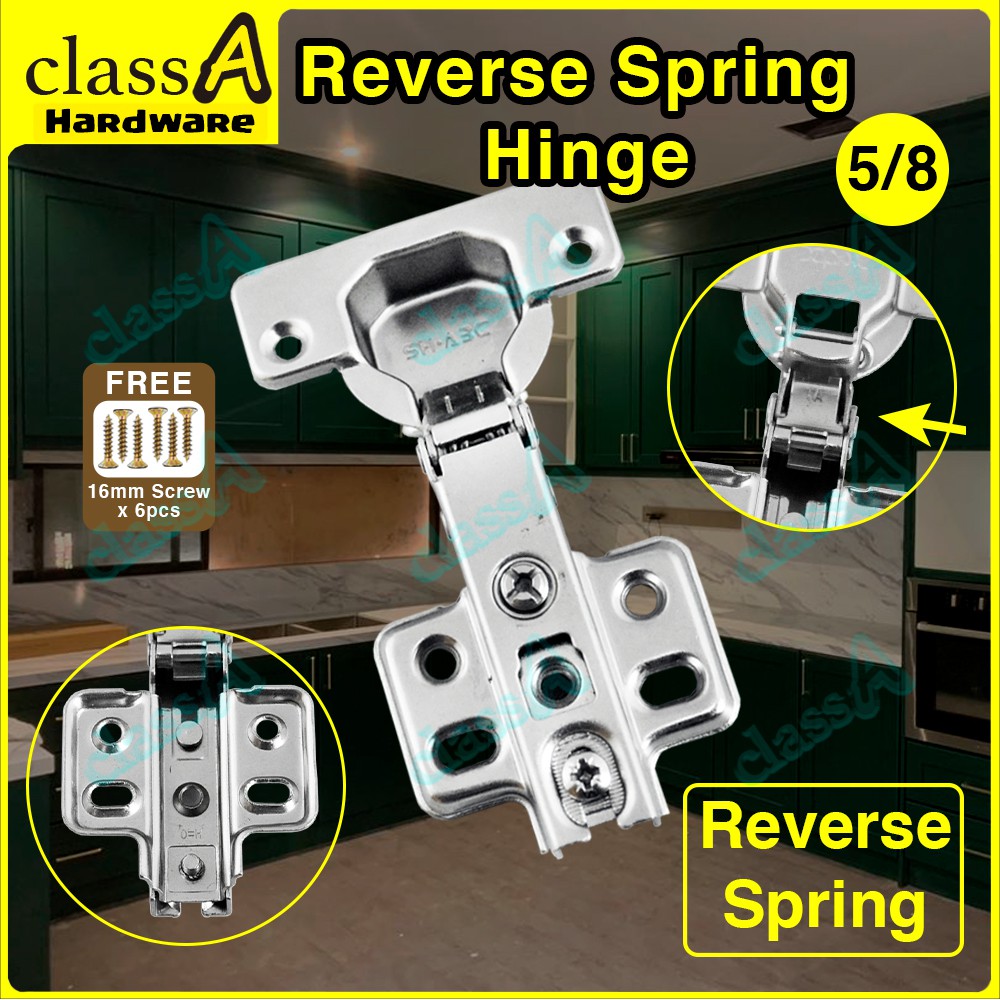 ClassAHW 5/8" Reverse Spring Hinge Engsel Pintu Tekan Perabot Spring