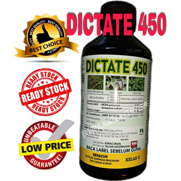 Nufarm DICTATE 450 1L (Abang Basagran&2 Kali Ganda Power Basagran)Racun ...