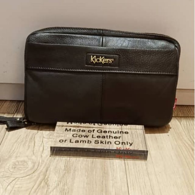 Kickers Leather Clutch Bag Brown Shopee Malaysia