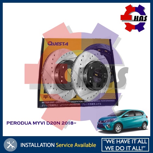 PERODUA MYVI D20N 2018~ FRONT Racing Disc Rotor Set ( DRILLED & SLOTTED ...