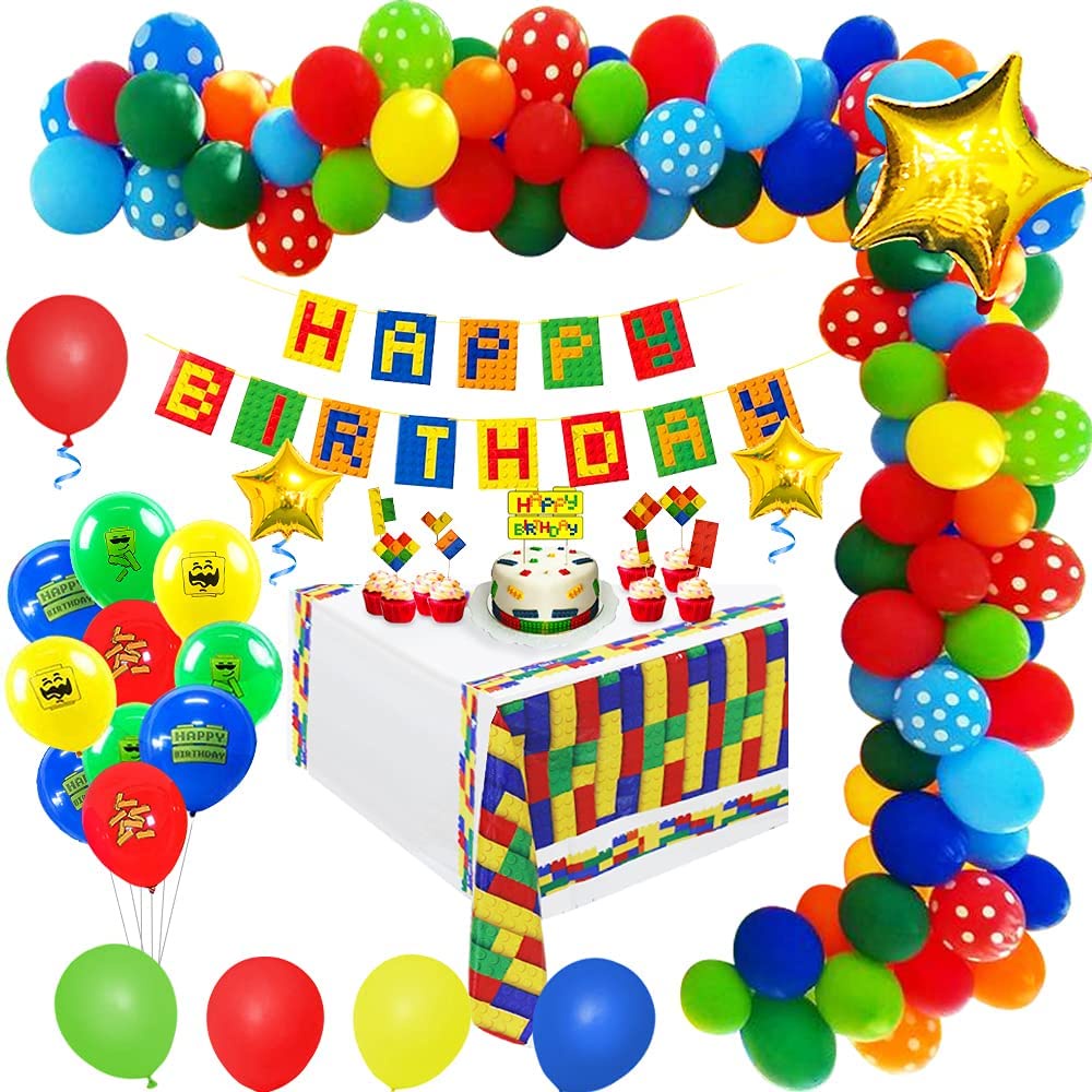 Balloon Set Building Blocks Theme Balloon Party Birthday Party ...