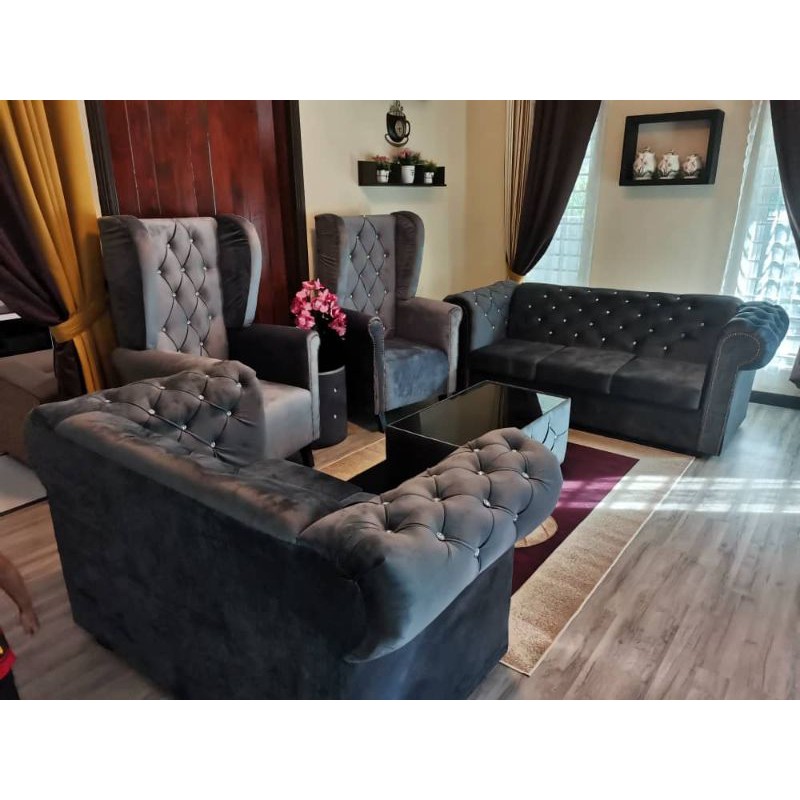 SET SOFA CHESTERFIELD WING CHAIR Shopee Malaysia