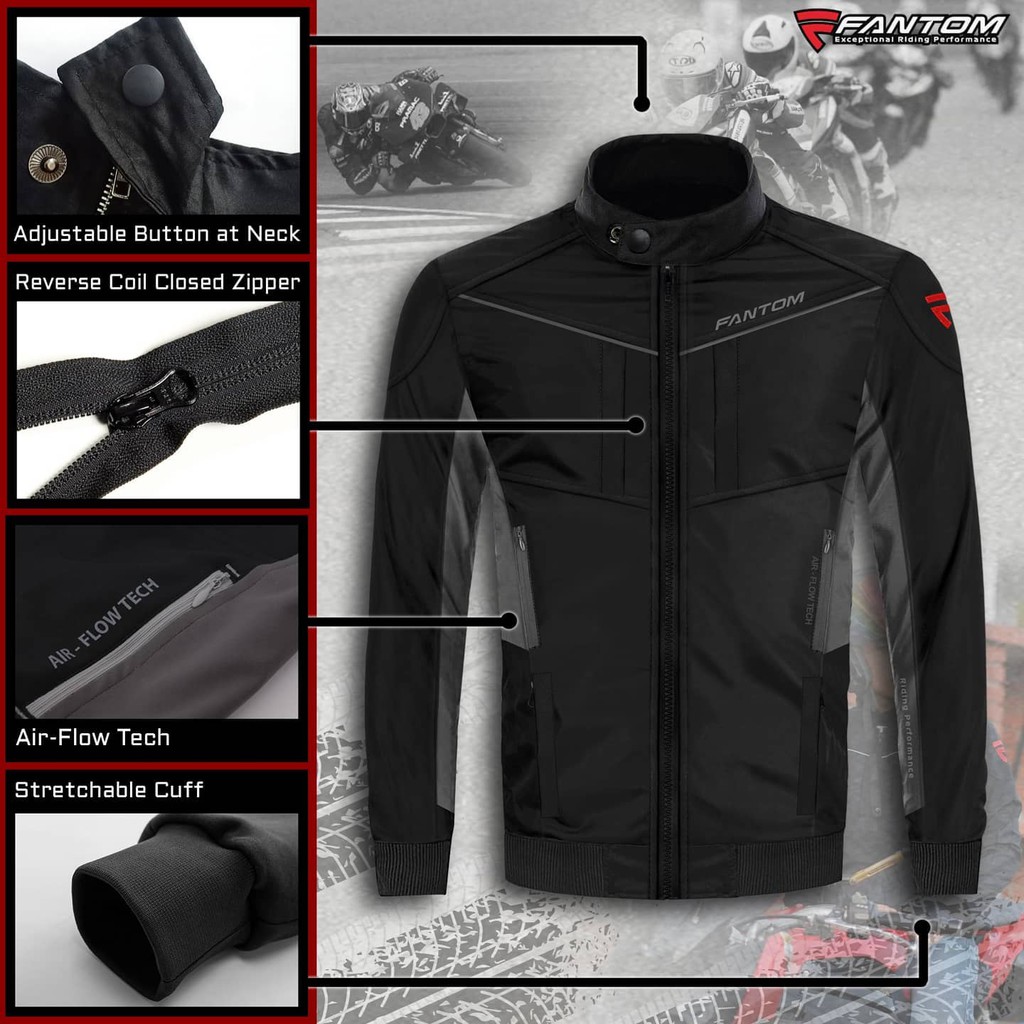 JAKET FANTOM WATERPROOF MAT MOTOR RIDE KONVOI KALIS AIR WINDPROOF ...
