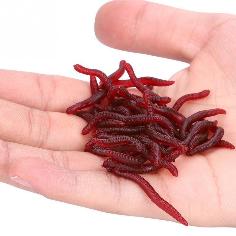 50Pcs Bionic Earthworm Silicone Soft Silicone Bait Worms Carp Fishing ...