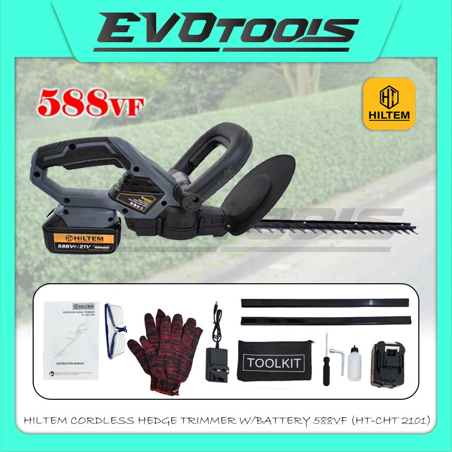 HILTEM CORDLESS HEDGE TRIMMER W/BATTERY 588VF (HT-CHT 2101)/TRIM POKOK ...
