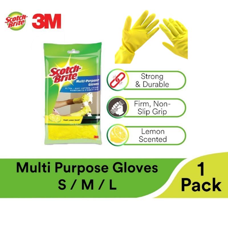 [TKM] 3M ScotchBrite Multi Purpose Gloves 1 Pair/Pack (S/M/L) Shopee