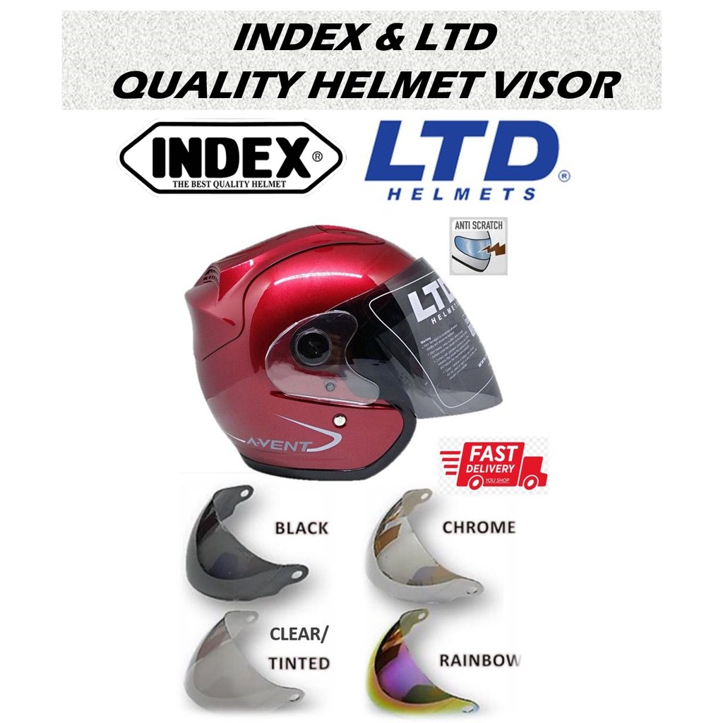 HELMET VISOR INDEX LTD SMOKE RAINBOW CLEAR BLACK CHROME VISOR FOR