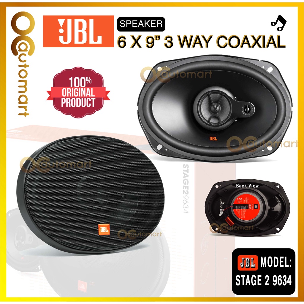 JBL Stage2 9634 6 x 9 3 way Coaxial Speaker 420 Watt peak power 6x9