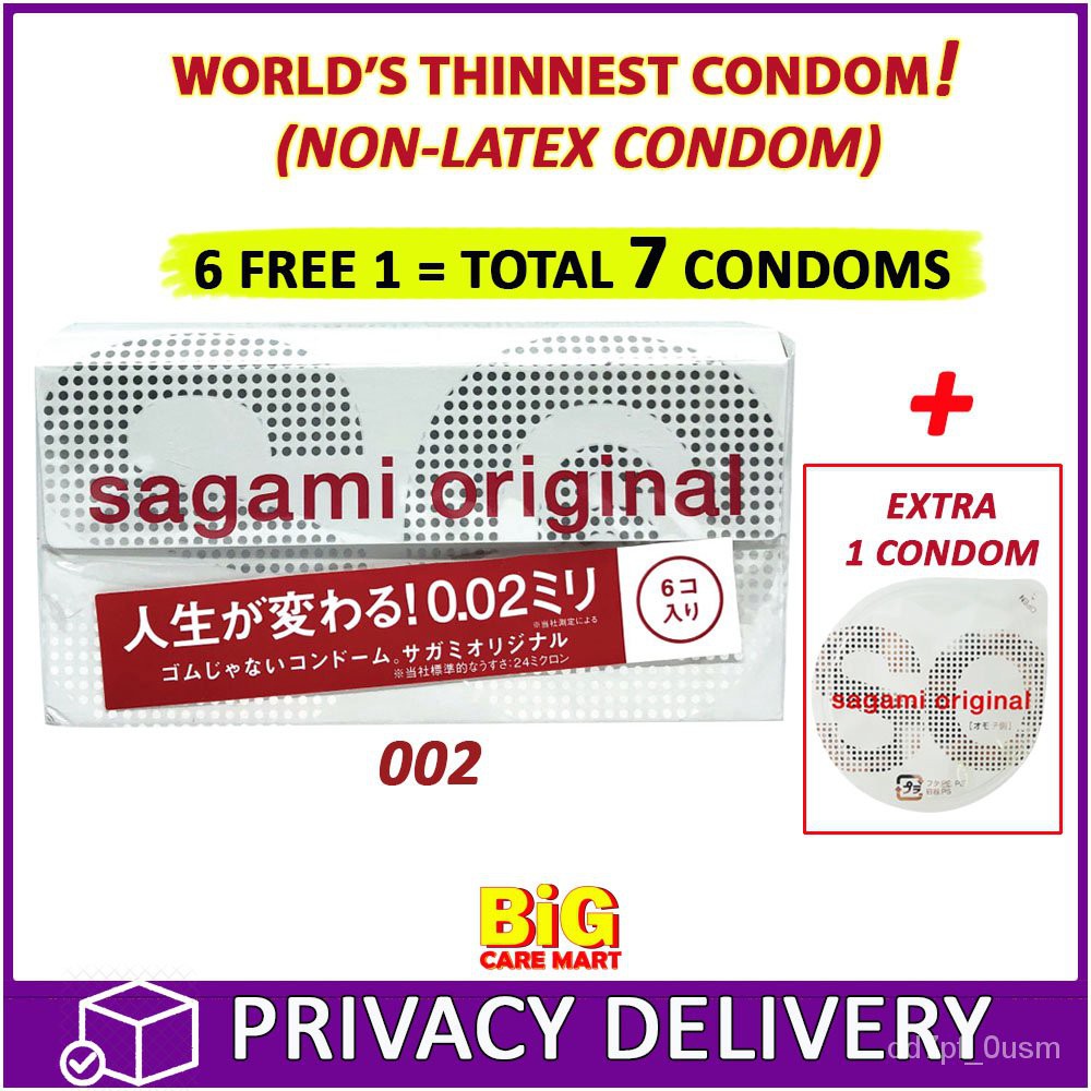 Sagami Condom 0.02 NonLatex Condom /Extra Thin 6+1 (Total 7 Condoms) Shopee Malaysia