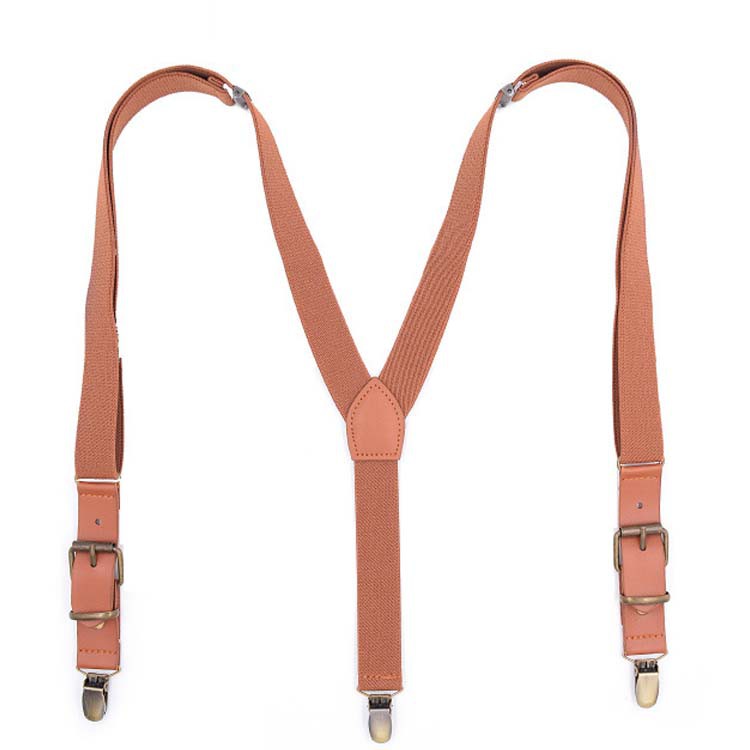 Fashion Suspender Men for Pants Vintage Brown Leather Suspenders Navy