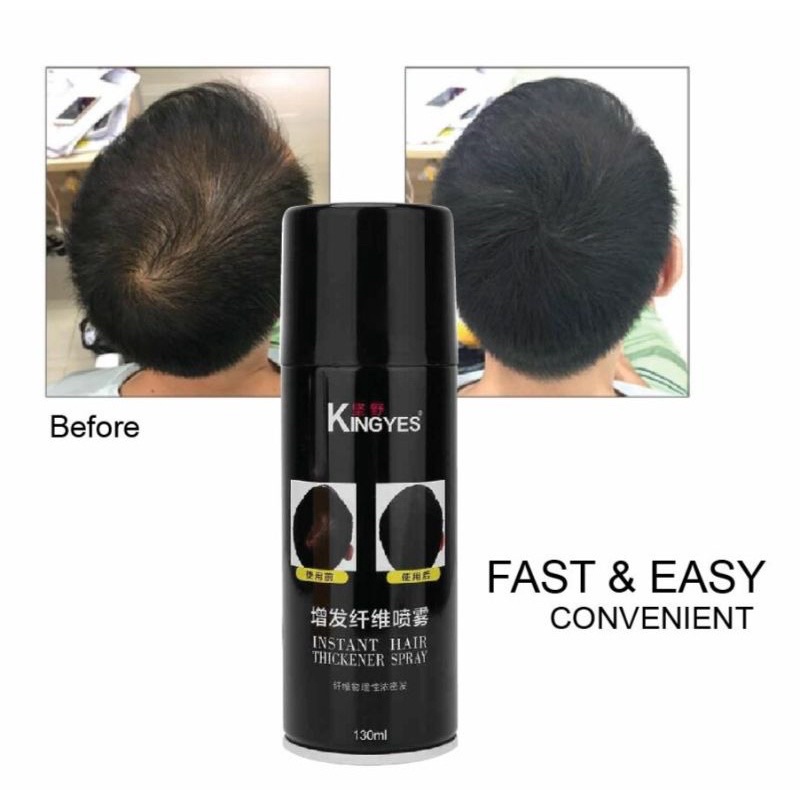 **Ready stock**KingYes Hair Thickening Fiber Spray Black 130ml FOR