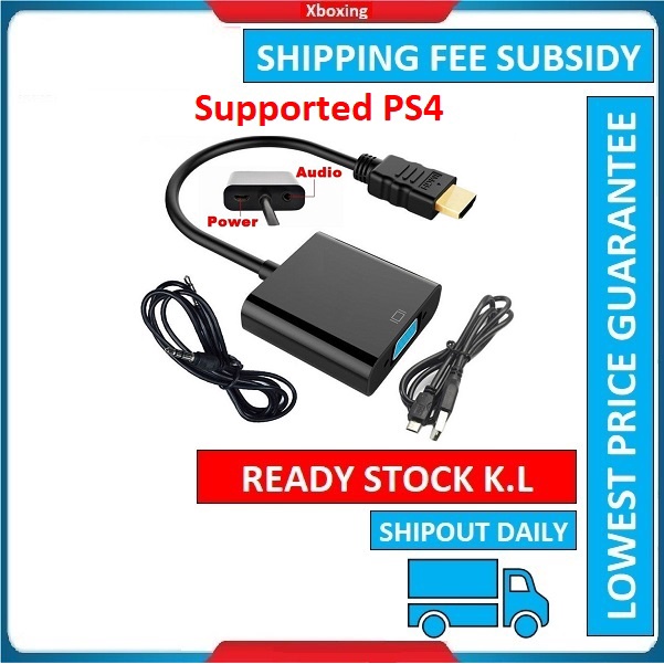 HDMI to VGA Video Converter Adapter Cable With Audio & Power Port ...