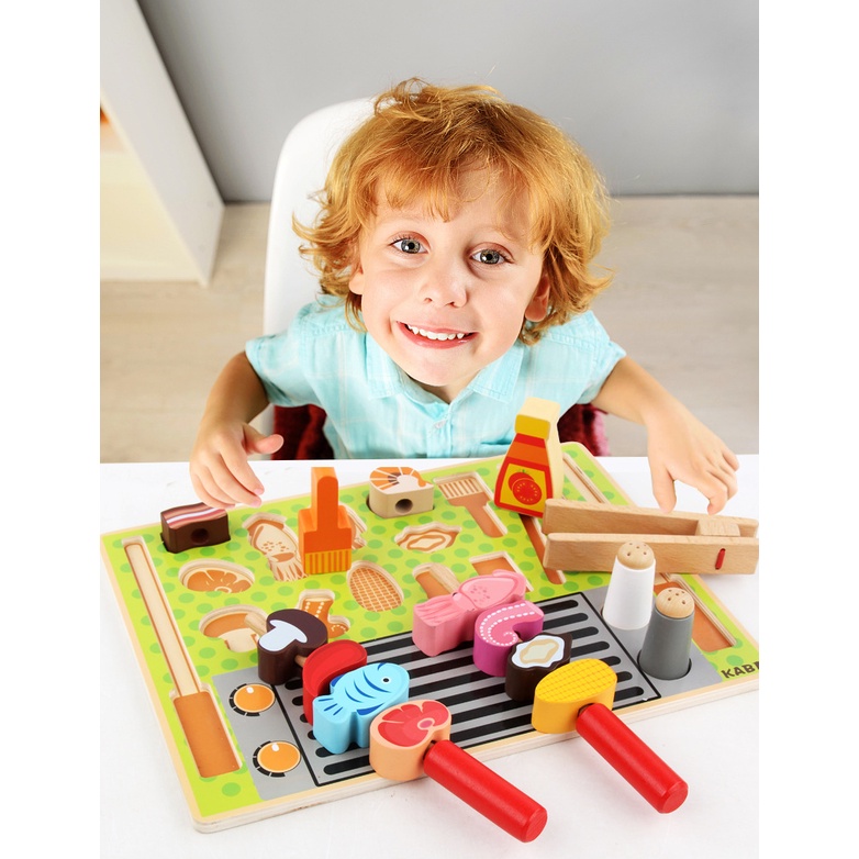 ToyBtoys Play Food, Wooden Kids Play Food, Toy Set Vegetable Fish