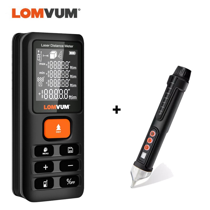LOMVUM E40 Laser Distance Meter Digital Rangefinder Add Test Pencil Set ...