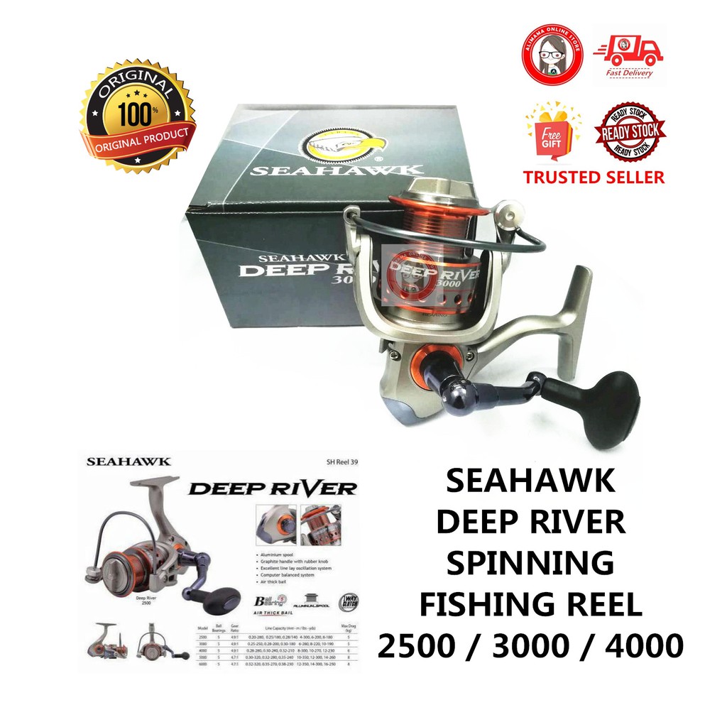 SEAHAWK DEEP RIVER SPINNING FISHING REEL 2500 / 3000 / 4000