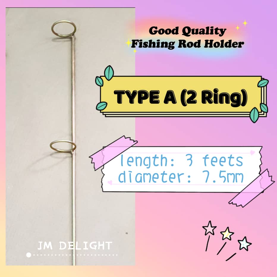 GOOD QUALITY Fishing Rod Stand 🐟Holder Metal Steel Fishing Rod Bracket /🎣  Pancang Pancing Pantai Kolam Outdoor 🎣 戶外釣魚杆架 A(2 Ring SHORT)