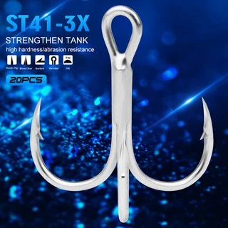 20pcs 6x Super Sharp Round Treble Hook 8# 6# 4# 2# Treble Hooks