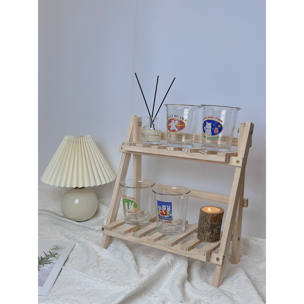 HICCUP Folding Rack 2 Tiers Ins Foldable Wooden Table Rack Simple ...