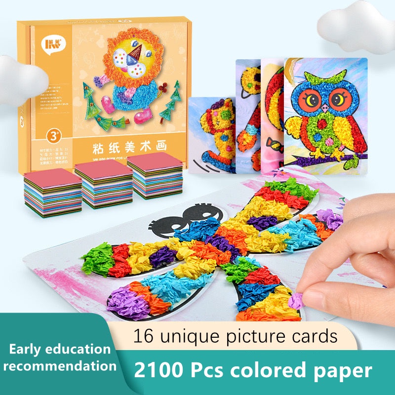 Happy Planet 2100pcs paper rubbing paper painting early education toys