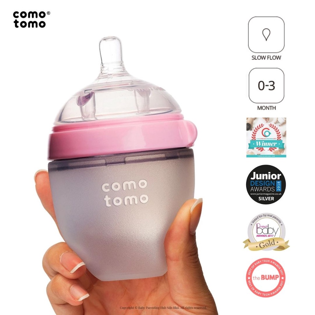 Comotomo Silicone Baby Bottle 150ml Slow Flow 03months Pink Shopee