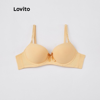 Lovito Cute Plain Full Cup Bow Underwire Bras for Women with Non Removable  Pads L233L082 (Apricot/Black/Red)
