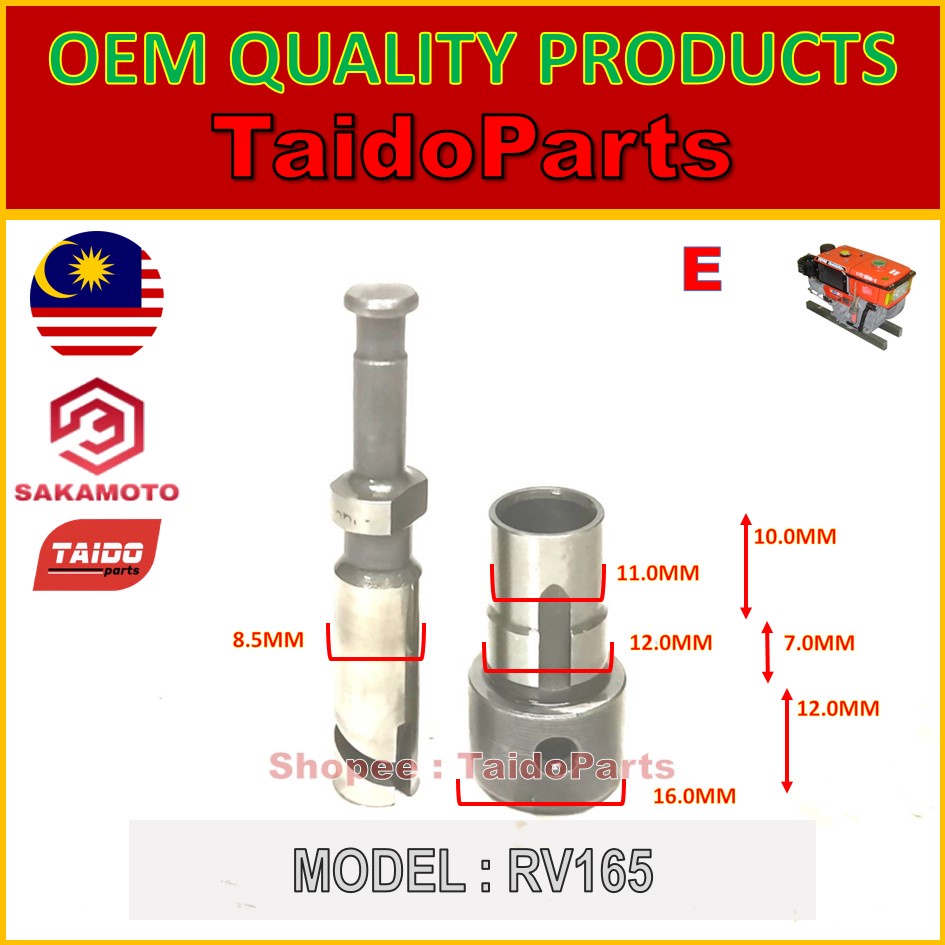 Kubota Vikyno RK125 RK70 plunger Fuel injection pump and delivery valve ...