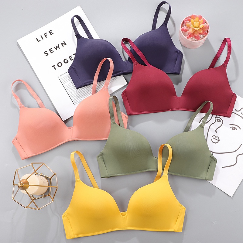 12 colors Japanese Seamless Non-wired Women Underwear Bra Breathable  Gathered Student Girl Bra