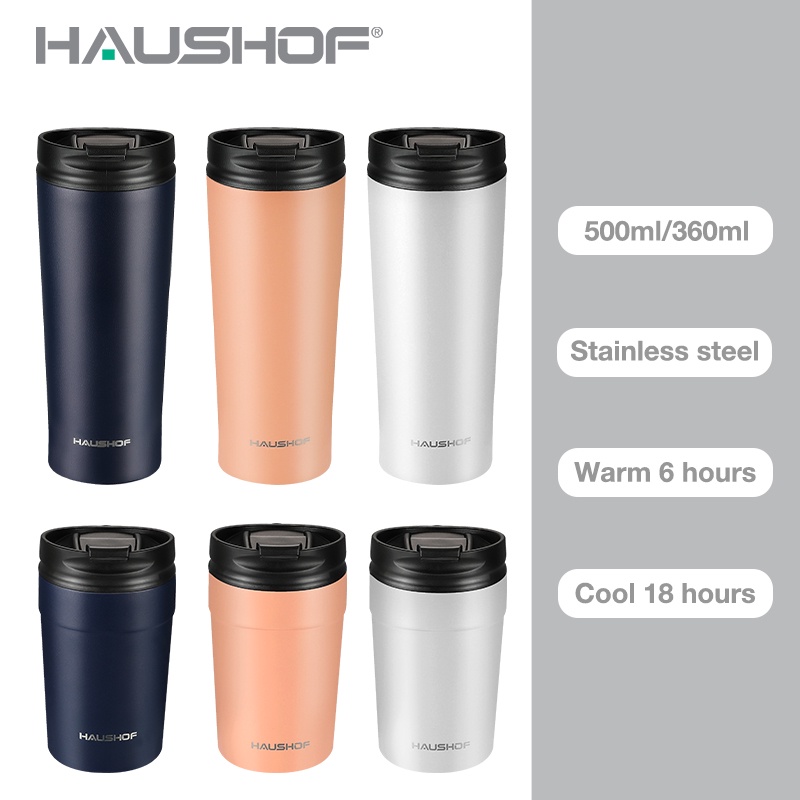 HAUSHOF Insulated Tumbler Coffee Travel Mug 500ml/360ml botol air tahan