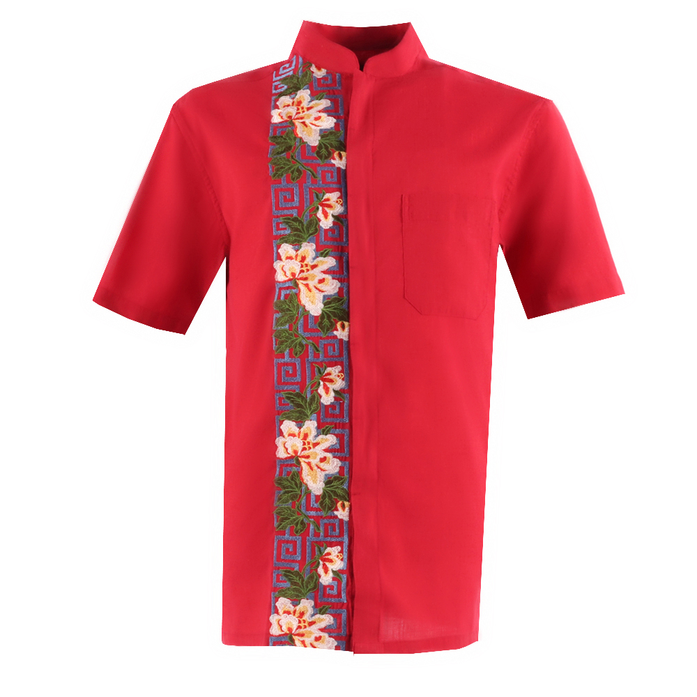 ORLANDO MEN SHORT SLEEVE JACQUARD EMBROIDERY SHIRT (FLOWER) Shopee