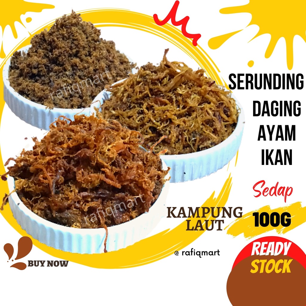 100g Serunding Daging Ayam Ikan 🔥 Kg Laut 🍛 Ready Stock 🆕