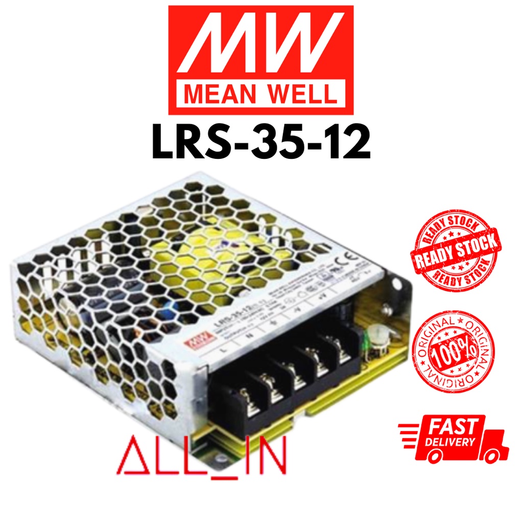 Mean Well LRS3512 (12V 35W 3A) Meanwell Power Supply Original 👍