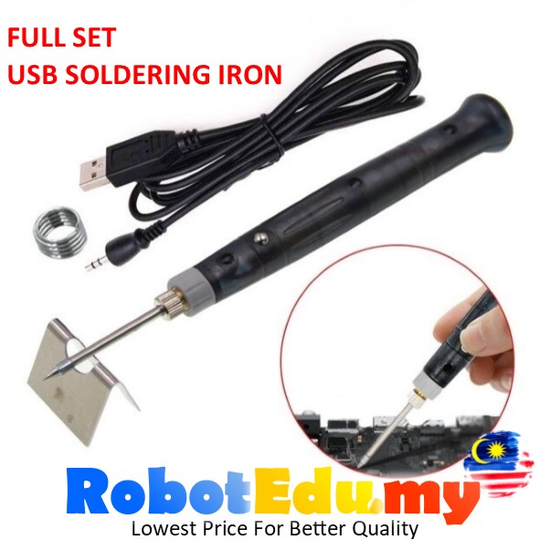8W 5V DC Portable USB Powered Smart Soldering Iron Hand Gun Hot PCB Solder Welding Pen Tip Repair Station Tool Set Kit