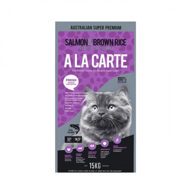 ALA CARTE SALMON BROWN RICE 15KG Cat food makanan kucing super Premium