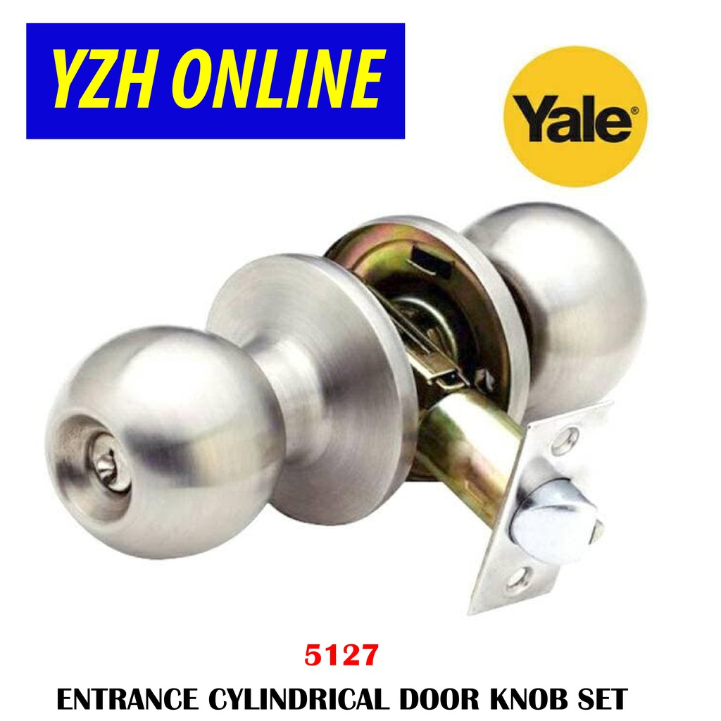 YALE 5127 ENTRANCE CYLINDRICAL DOOR KNOB SET (Silver Colour) | Shopee ...