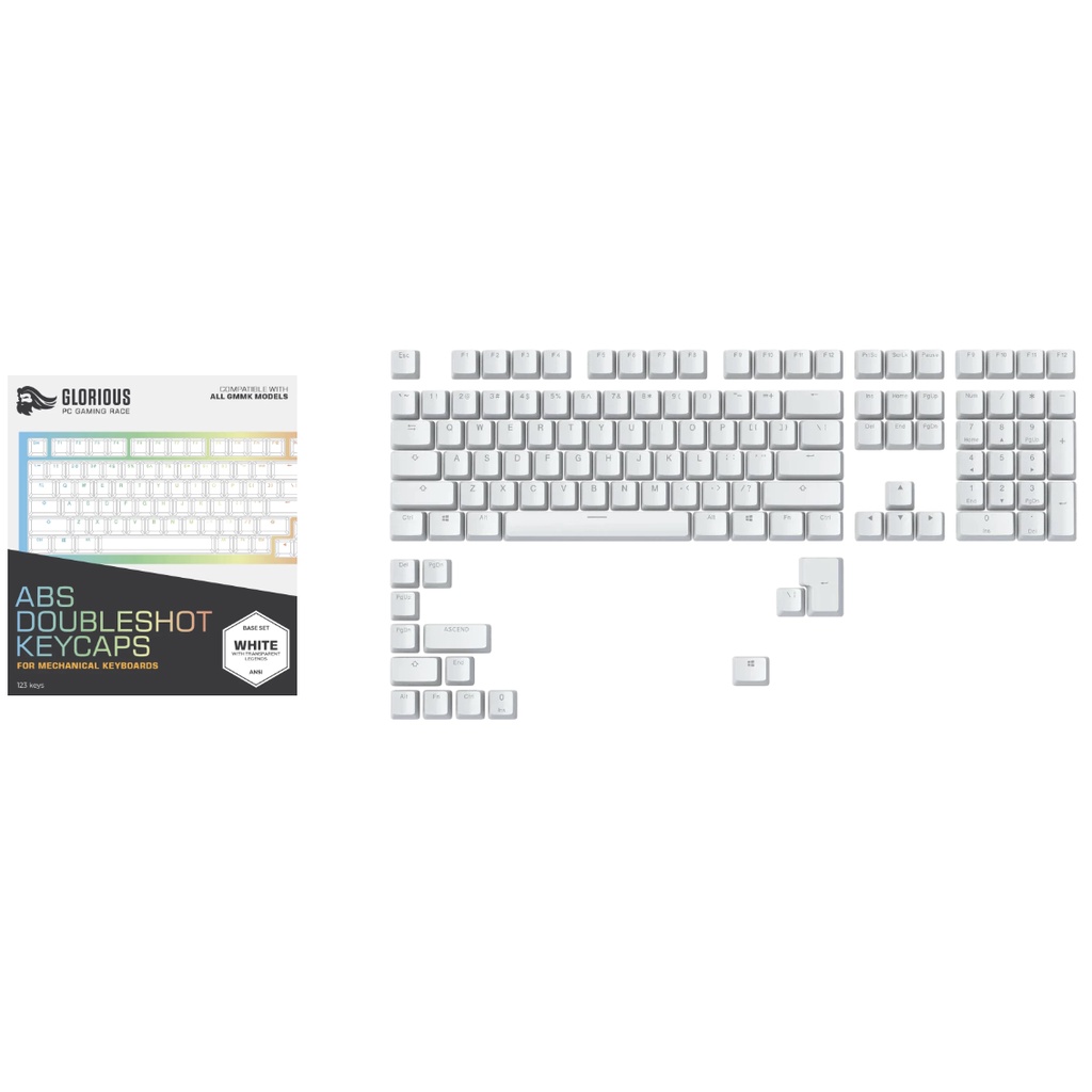  GLORIOUS ABS DOUBLESHOT KEYCAPS V2 US (ANSI) BASE KIT [BLACK/WHITE