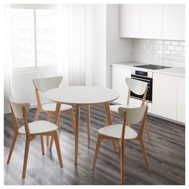IKEA Nordmyra Round Table (READY STOCK), white, birch veneer